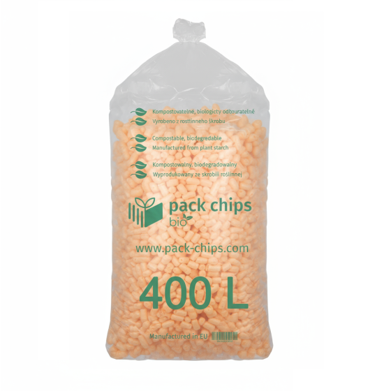 Verpackungschips aus Pflanzenstärke BIO 400l Orange Verpackungschips aus Pflanzenstärke BIO 400l Orange