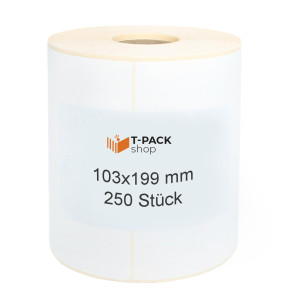 Thermoetiketten 103x199mm 250 Stück Hülsenkern 25mm weiß