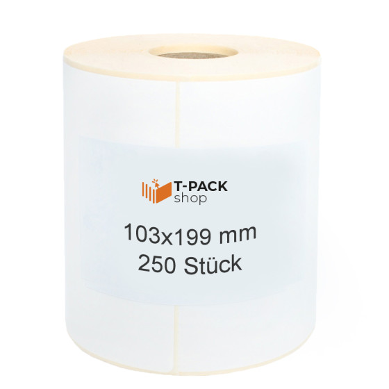 Thermoetiketten 103x199mm 250 Stück Hülsenkern 25mm weiß Thermoetiketten 103x199mm 250 Stück Hülsenkern 25mm weiß