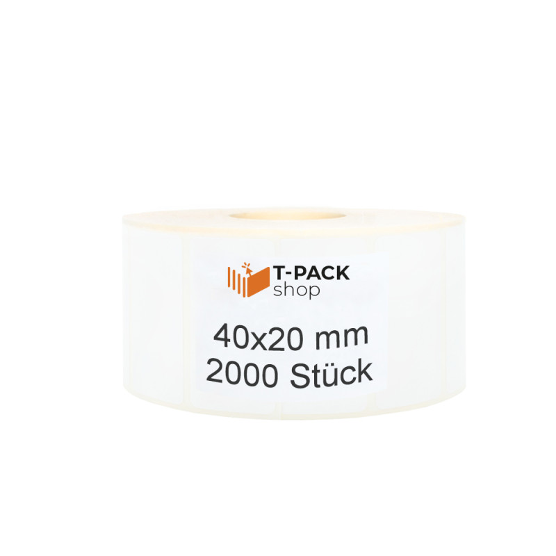 Thermotransfer-etiketten 40x20 2000stck Hülsenkern 40mm
