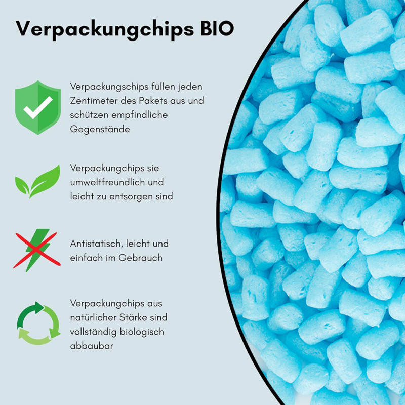 Verpackungschips aus Pflanzenstärke BIO 400l Blau