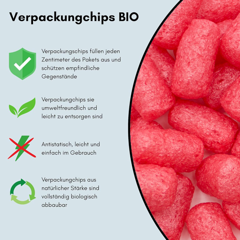 Verpackungschips aus Pflanzenstärke BIO 400l Rot