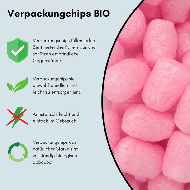 Verpackungschips aus Pflanzenstärke BIO 100l Rosa