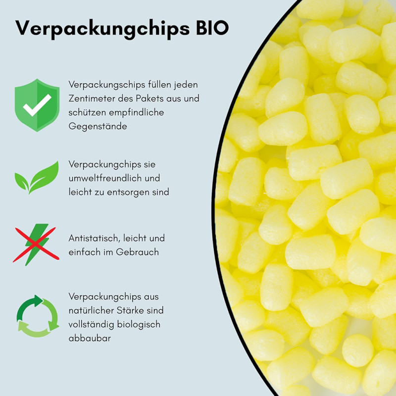 Verpackungschips Aus Pflanzenstärke BIO 100l Gelb