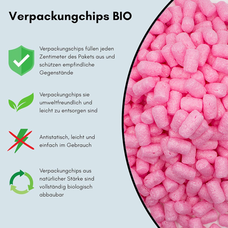 Verpackungschips aus Pflanzenstärke BIO 300l Rosa