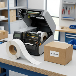 Thermoetiketten 32x20mm 2000 Stück Hülsenkern 40mm weiß