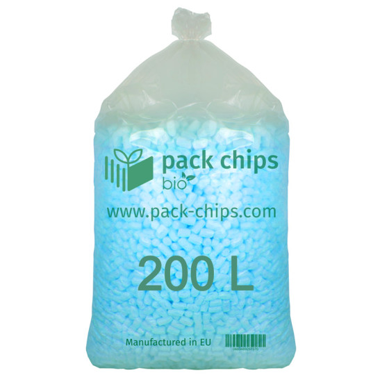 Verpackungschips aus Pflanzenstärke BIO 200l Blau Verpackungschips aus Pflanzenstärke BIO 200l Blau