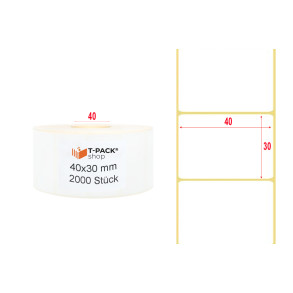 Thermotransfer-etiketten 40x30mm 2000Stck Hülsenkern 40mm