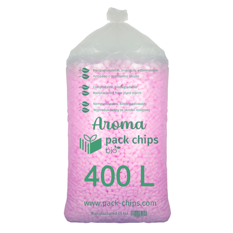 Verpackungschips aus Pflanzenstärke BIO mit Rosenduft 400l Rosa