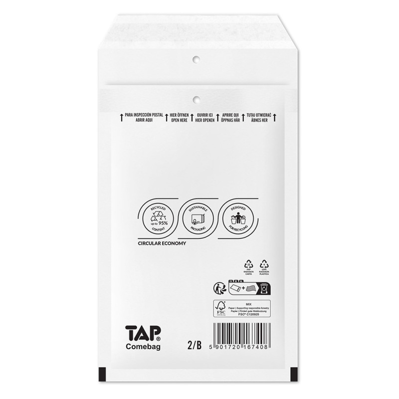 200 Luftpolster-Versandtaschen weiß 140x225 mm B12 EKO TAP Comebag®