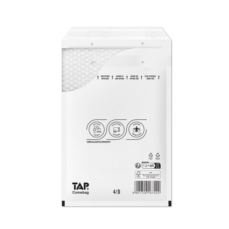 200 Luftpolster-Versandtaschen weiß 140x225 mm B12 EKO TAP Comebag®