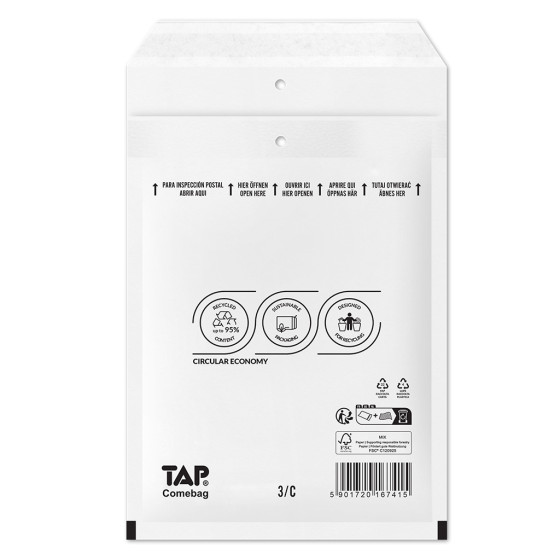 100 Luftpolster-Versandtaschen weiß 170x225 mm C13 EKO TAP Comebag®
