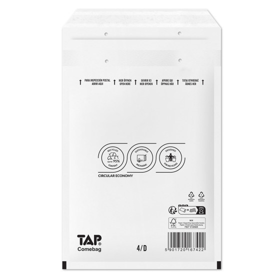 100 Luftpolster-Versandtaschen weiß 200x275 mm D14 EKO TAP Comebag®