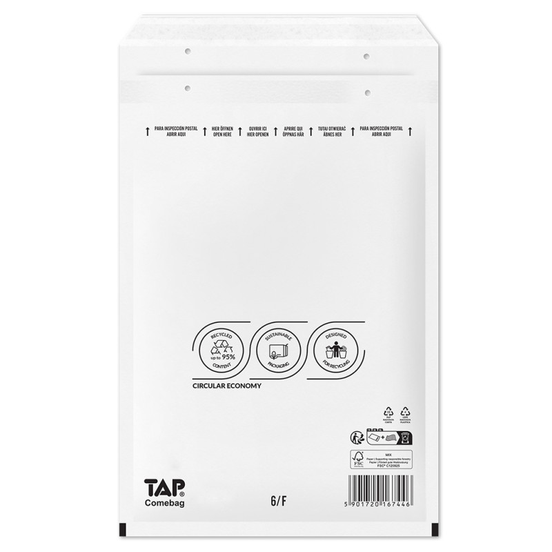 100 Luftpolster-Versandtaschen weiß 240x350 mm F16 EKO TAP Comebag®