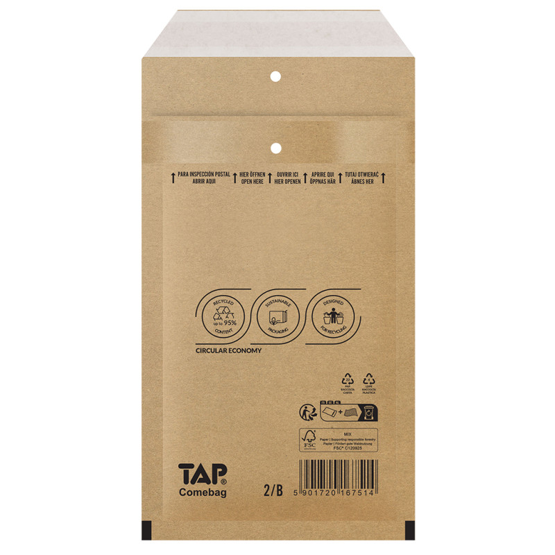 200 Luftpolster-Versandtaschen braun 140x225 mm B12 EKO TAP Comebag®