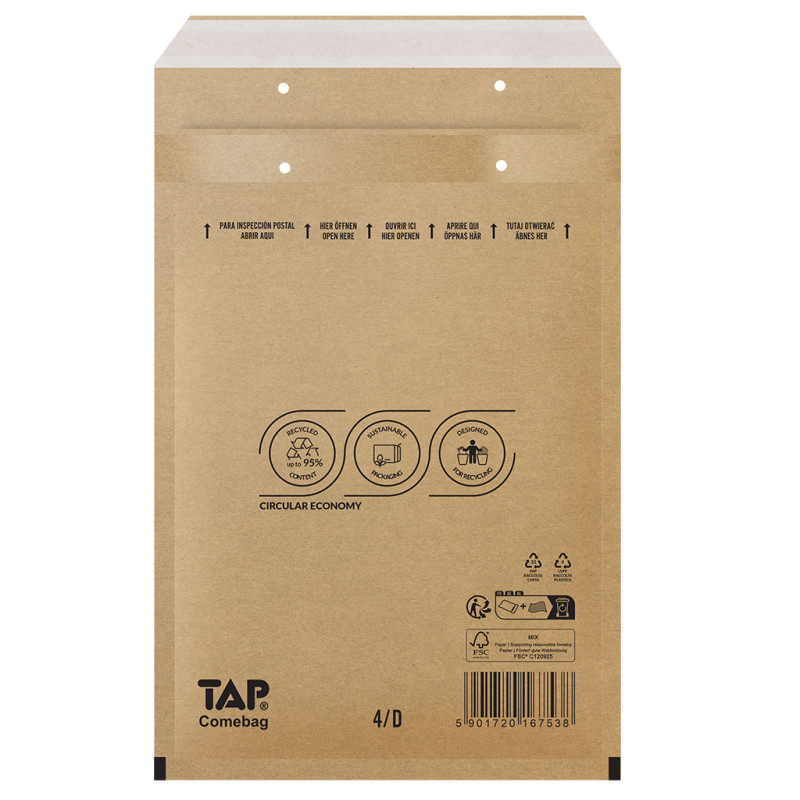 100 Luftpolster-Versandtaschen braun 200x275 mm D14 EKO TAP Comebag®