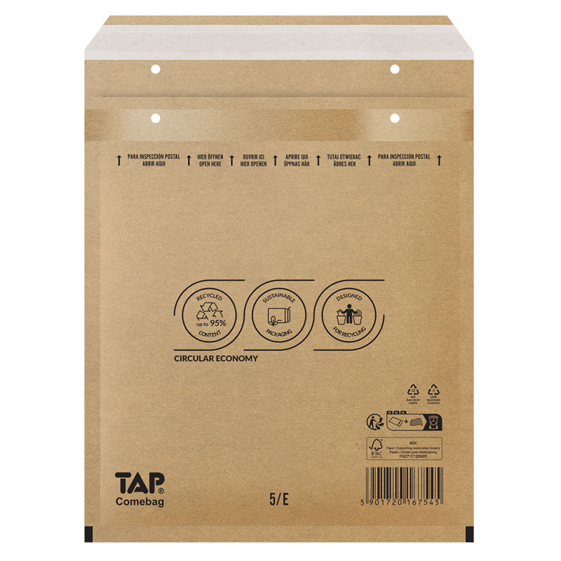 100 Luftpolster-Versandtaschen braun 240x275 mm E15 EKO TAP Comebag®