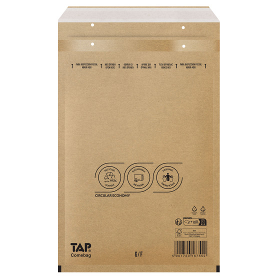 100 Luftpolster-Versandtaschen braun 240x350 mm F16 EKO TAP Comebag® 100 Luftpolster-Versandtaschen braun 240x350 mm F16 EKO TAP Comebag®