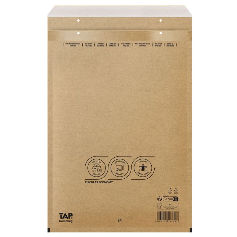 100 Luftpolster-Versandtaschen braun 320x455 mm I19 EKO TAP Comebag®