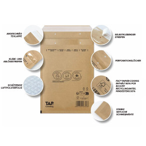 100 Luftpolster-Versandtaschen braun 235x122 mm DIN Lang EKO TAP Comebag®