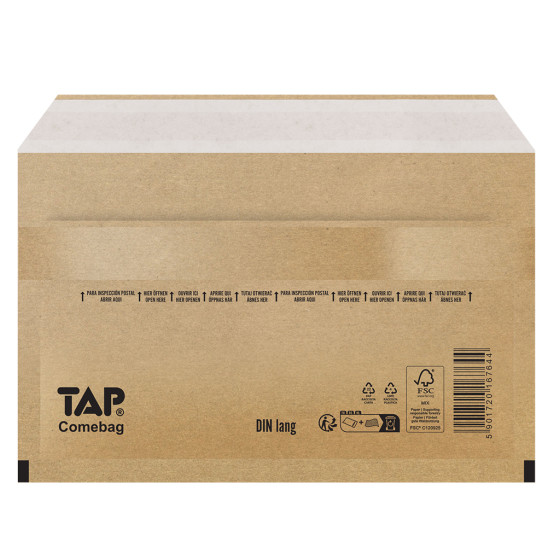 100 Luftpolster-Versandtaschen braun 235x122 mm DIN Lang EKO TAP Comebag®