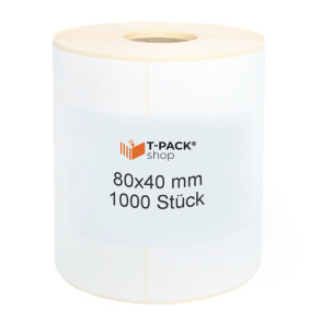 Thermotransfer-Etiketten weiß 80x40 1000Stück Hülsenkern 40mm