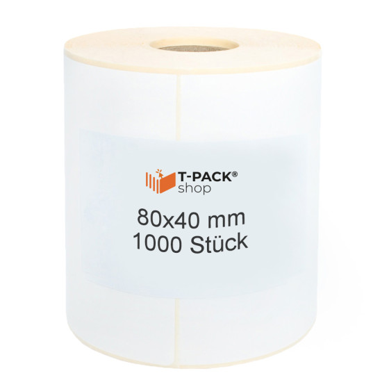 Thermotransfer-Etiketten weiß 80x40 1000Stück Hülsenkern 40mm