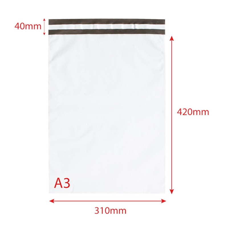 Folienversandtaschen Standard A3 310x420mm 50 Stk. Unbedruckt