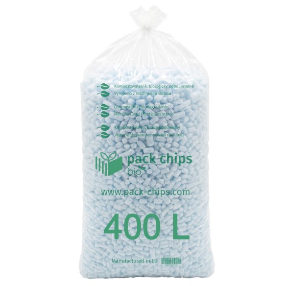 Verpackungschips aus Pflanzenstärke BIO 400l Aqua Verpackungschips aus Pflanzenstärke BIO 400l Aqua