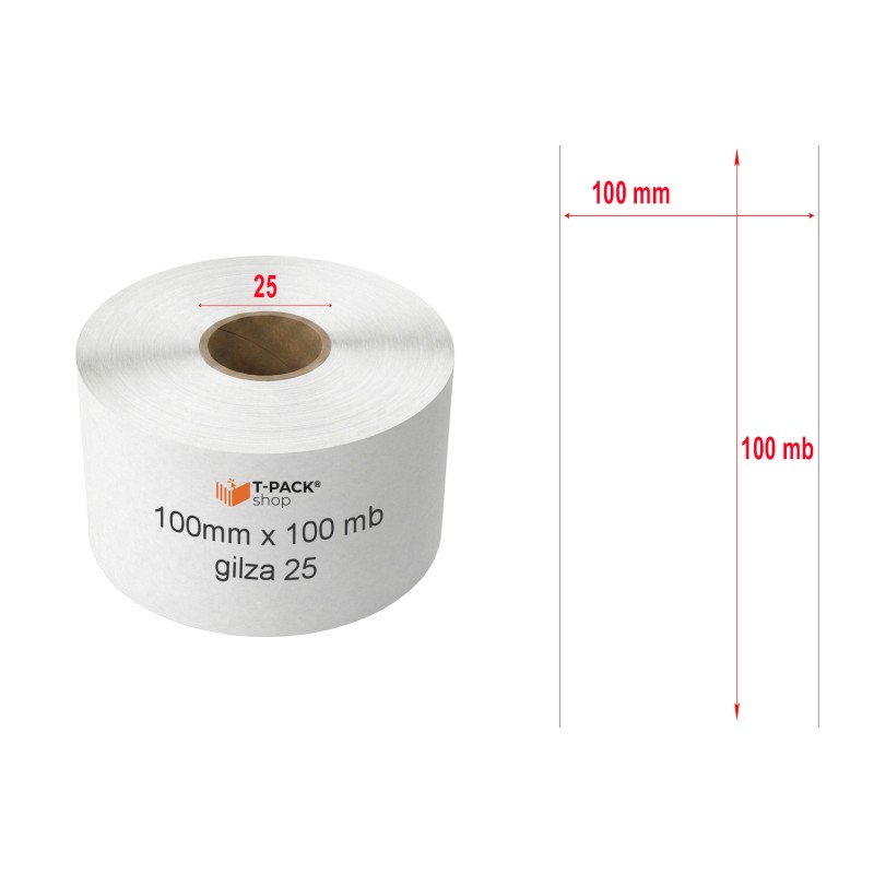 Linerless Thermo-Versandetiketten 100mm / 100 m / 25mm Hotmelt