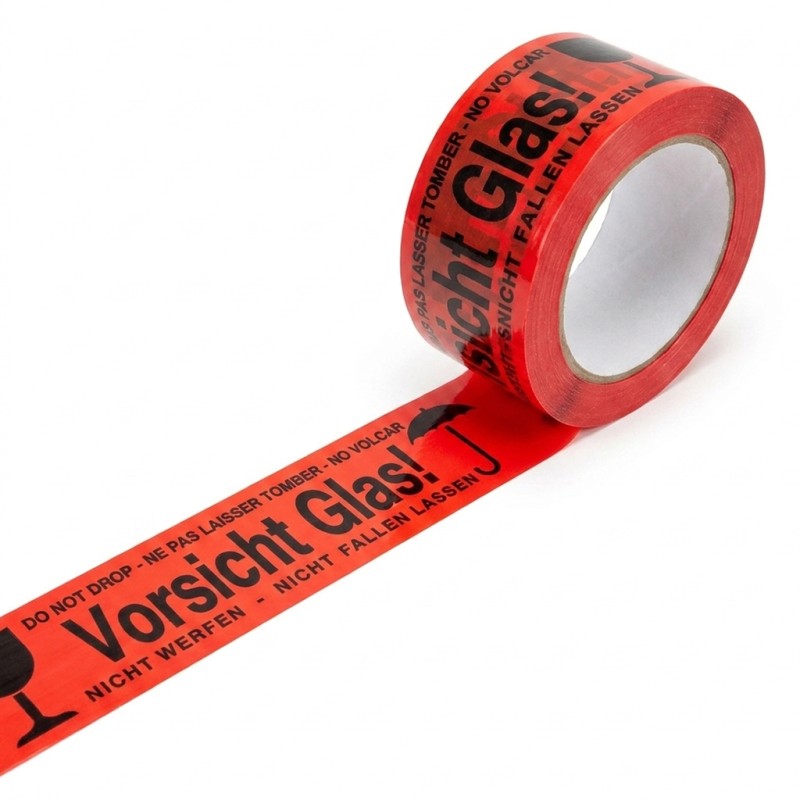 Warnklebeband VORSICHT GLAS rot Acrylat 48 mm × 66 m