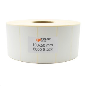 Thermoetiketten ECO 100×50 mm 6000 Stück Hülse 76 mm Weiß