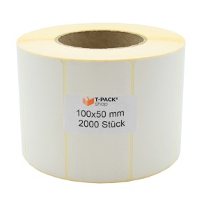 Thermoetiketten ECO 100×50 mm 2000 Stück Hülse 76 mm Weiß