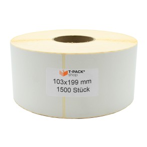 Thermoetiketten 103x199mm 1500 Stück Hülsenkern 76mm weiß
