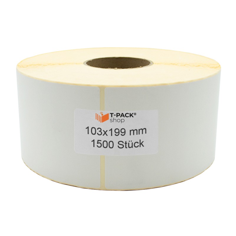 Thermoetiketten 103x199mm 1500 Stück Hülsenkern 76mm weiß