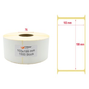 Thermoetiketten 103x199mm 1500 Stück Hülsenkern 76mm weiß