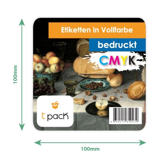 Etiketten 100x100 mm Halbmattdruck CMYK