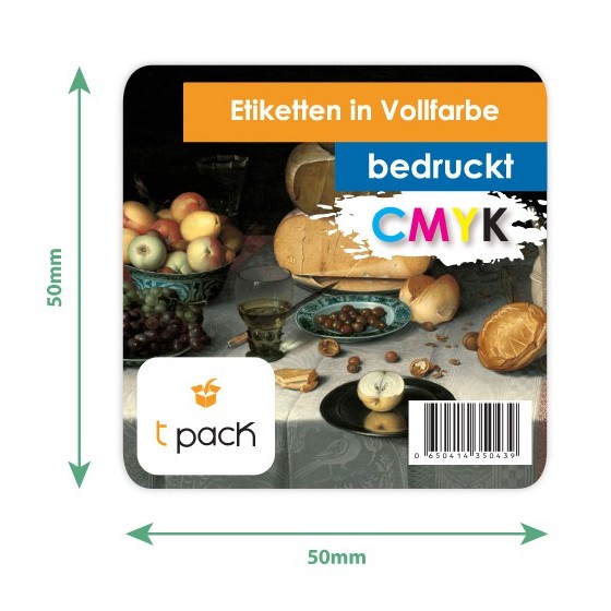 Etiketten 50x50 mm Halbmattdruck CMYK